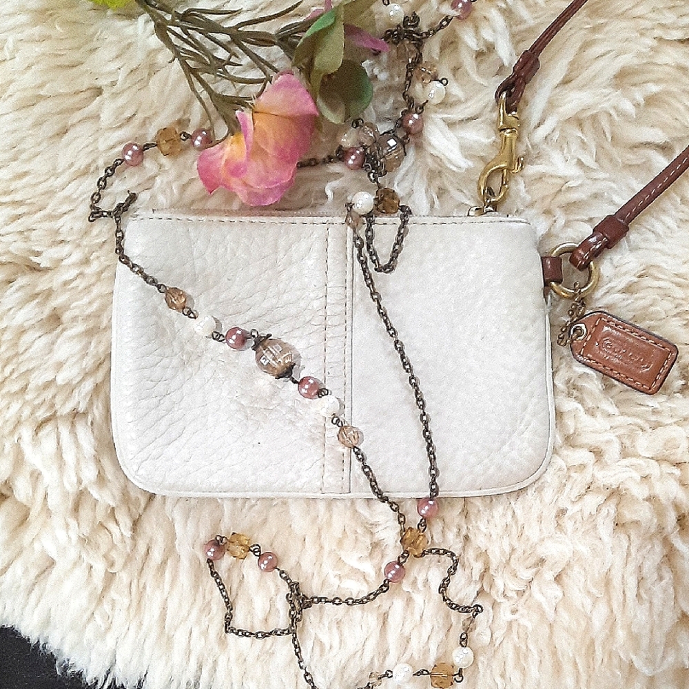 COACH White Leather Wrist Wallet